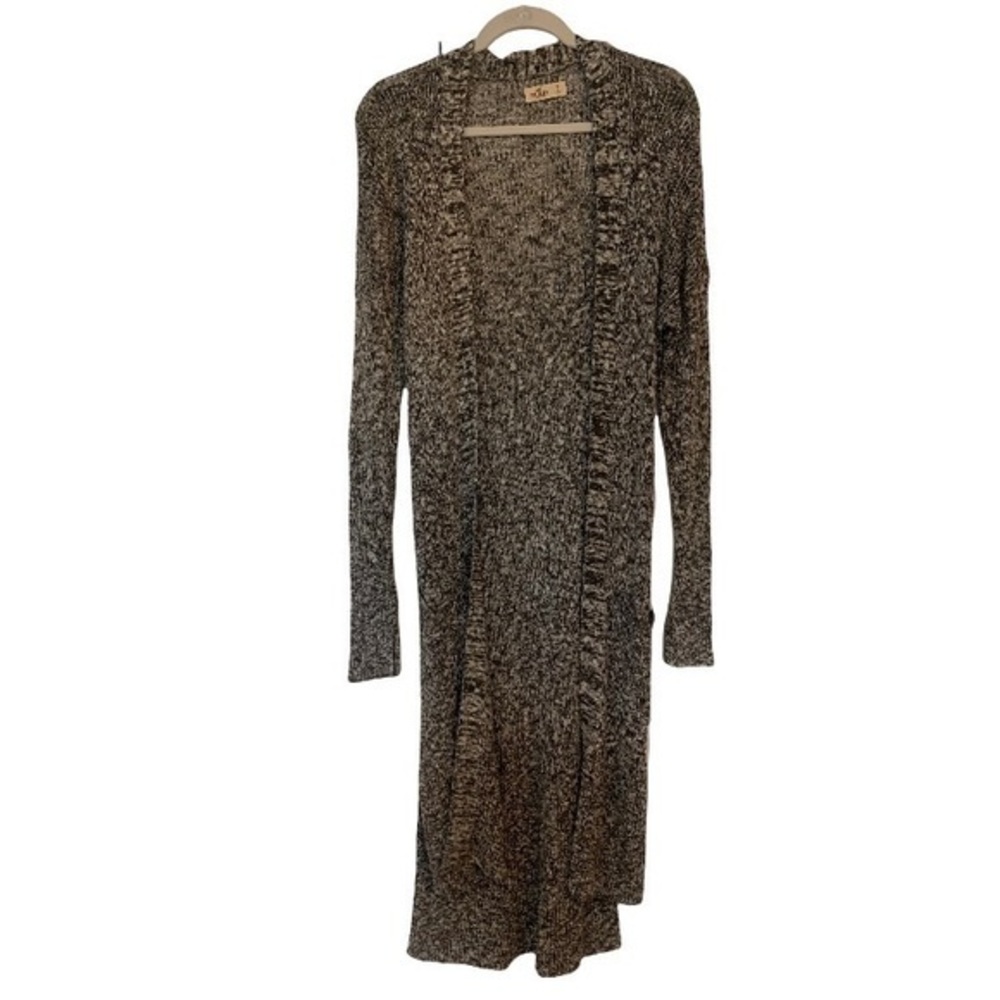Hollister Grey and white knit floor length cardigan